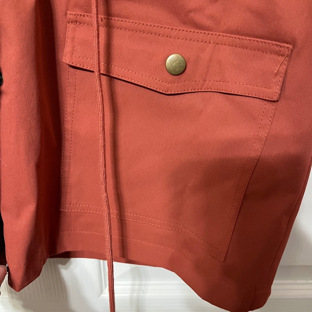 YOUNG USA Utility Vest Hooded Drawstring Pockets Zip Snap Rust XL Polyester - Picture 3 of 6